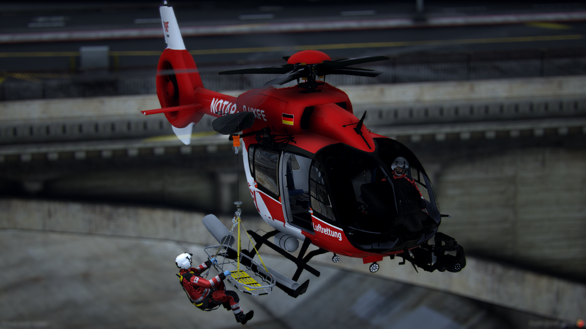 Helikopter mit realistischer Start- und Windensystem